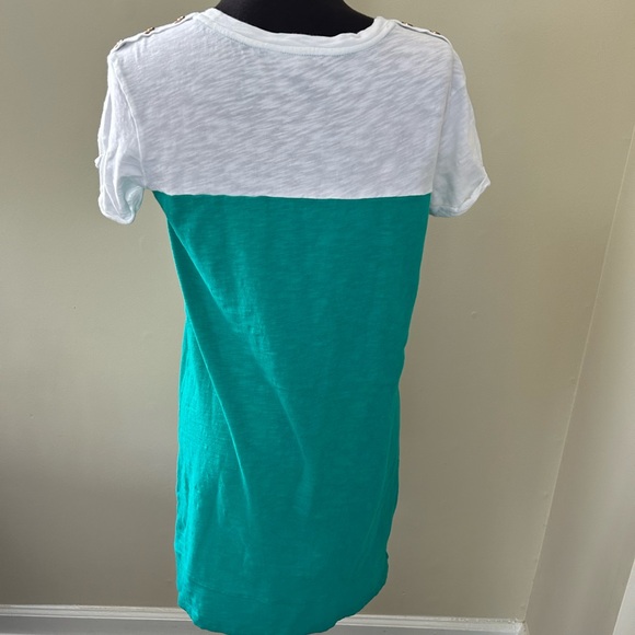 Elegant Teal and White Mini Dress - Picture 5 of 6